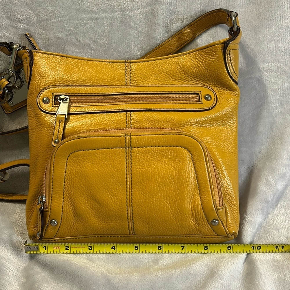 TIGNANELLO Mustard Yellow Leather Crossbody Bag
